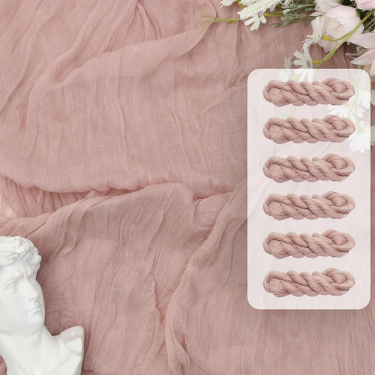 FEXIA 6 Pack Table Runner Dusty Pink Cheesecloth 35x120 Inches Boho Gauze Spring Easter Table Runner for Wedding Decor Reception Bridal Shower Centerpiece Engagement