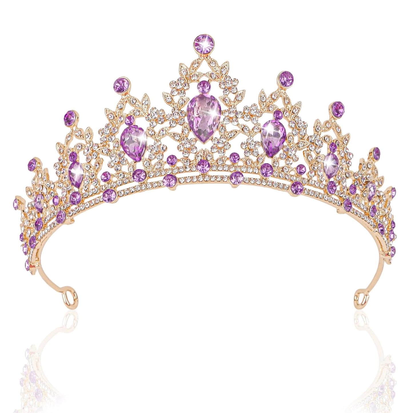 CAVETEE Purple Crown for Women, Queen Tiara, Crystal Headband, Hair Accessory, 1 Count (Pack of 1), Adult, Female, Prom, Birthday, 1 Item, 1 Piece, 1 Set