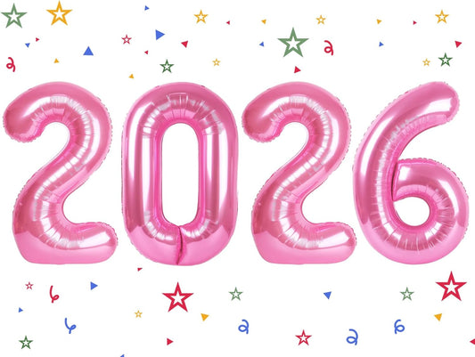 2026 Balloon - Pink Birthday Number Balloons, 40 Inch Large Foil Balloons for Men Women Boys Girls Pink Themed Birthday Decorations，Number 2026 Balloon