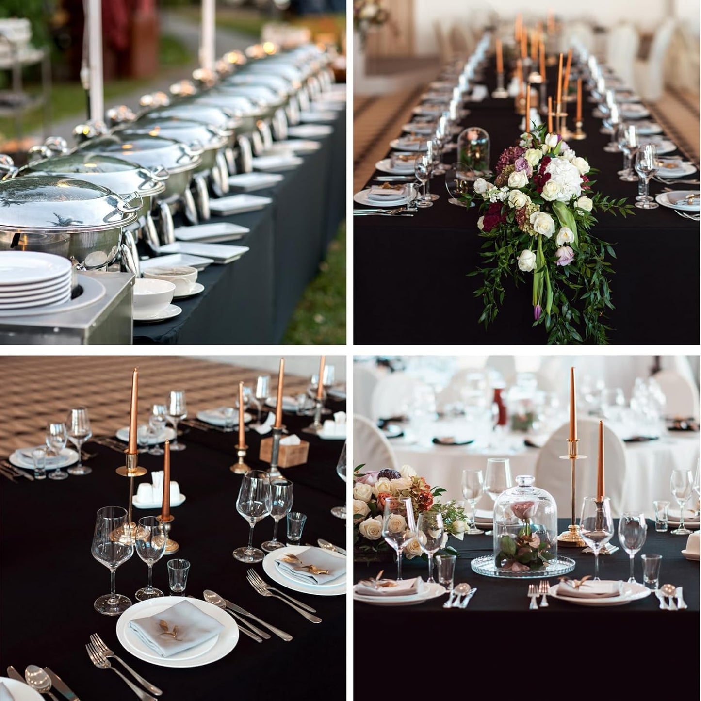 Rectangle Tablecloths 90x132 Inch 6 Pack Black Tablecloth Washable Decorative Linen Polyester Table Cloths for Dining Table Banquets Buffet Parties and Wedding