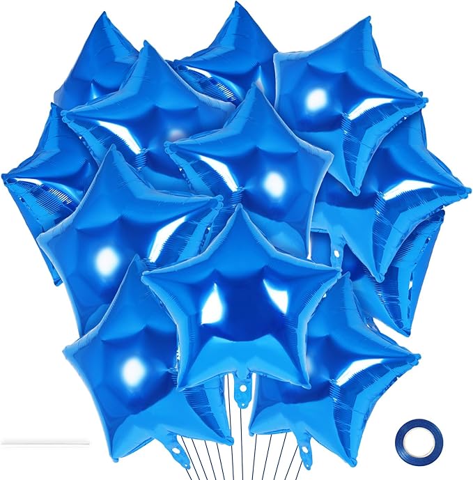 20 Pcs Star Balloons,18 Inch Blue Star Foil Balloons,Stars Shaped Balloon Mylar Helium Balloon for Birthday Party Anniversary Wedding Baby Shower Decorations (Blue)