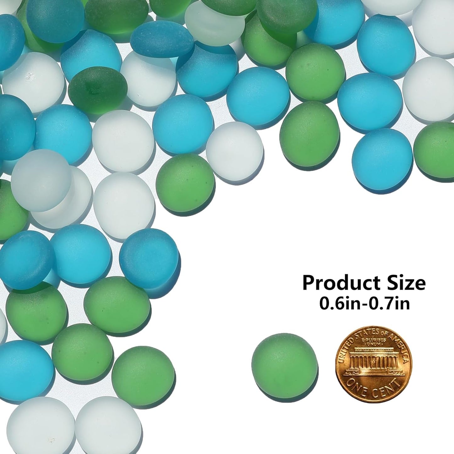 Sea Glass Gems - 0.9 Lb Green Mix Frosted Flat Glass Marbles, Flat Gems Decorative Stones for Vase Fillers, Aquarium Rocks, Floral Supplies, Table Scatter, Craft Mosaics, and DIY Ornaments