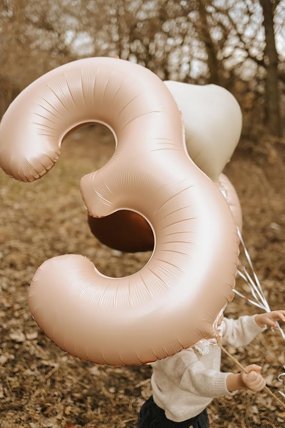 Light Brown 3 Balloon, Tan Number Balloons 40 Inch, Beige 3rd Birthday Decorations for Kids Girls Boys, Men Women Sandy Brown Party Supplies for Party Decorations, Khaki Number 3 Balloon