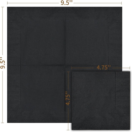 Cocktail Napkins - 1000 Count 2-Ply Black Napkins Disposable, 4.75 x 4.75 Inch Folded Paper Napkins Bulk Beverage Napkins for Dinner Wedding Bar Party and Everyday Use