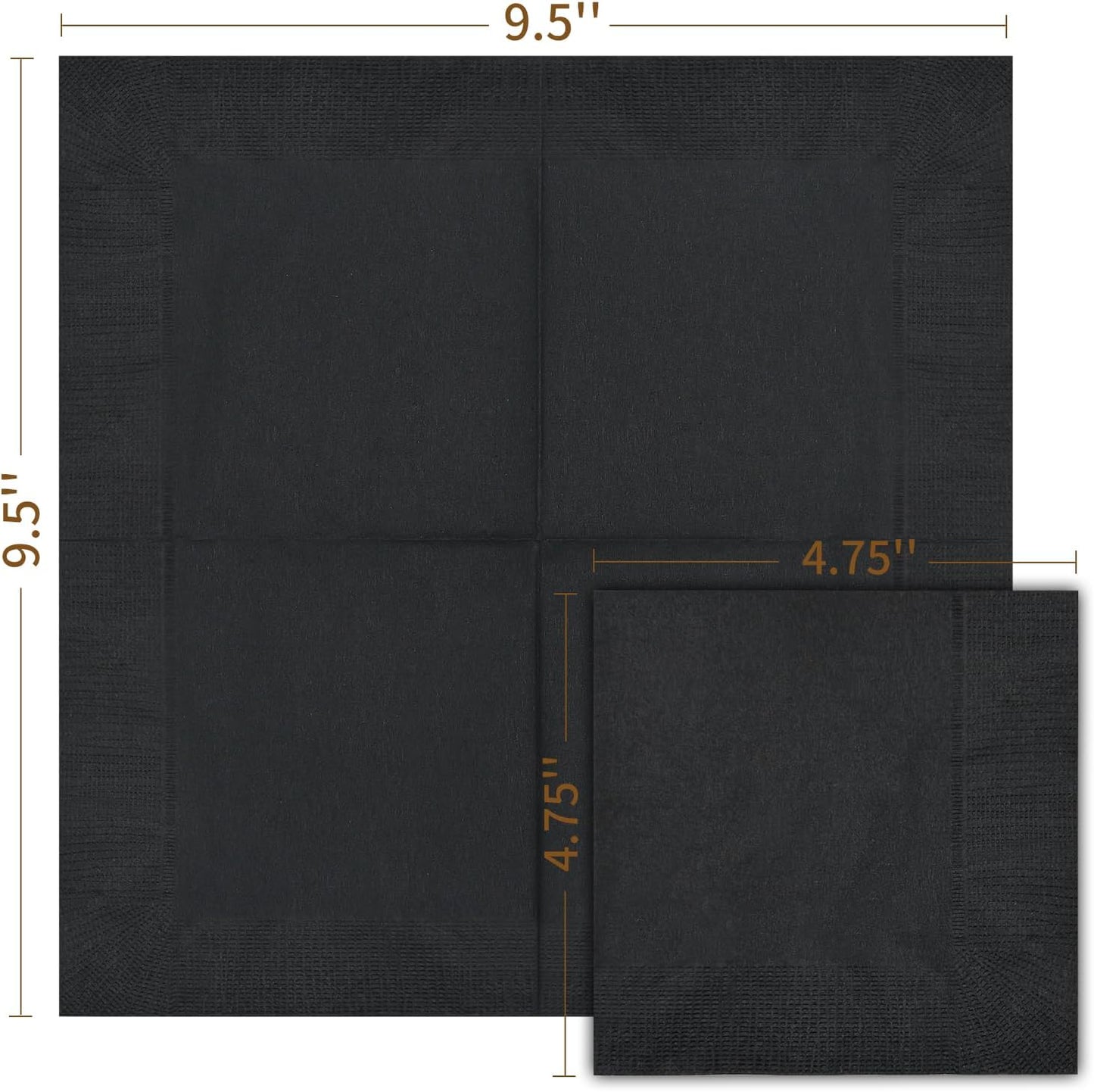 Cocktail Napkins - 300 Count 2-Ply Black Napkins Disposable, 4.75 x 4.75 Inch Folded Paper Napkins Bulk Beverage Napkins for Dinner Wedding Bar Party and Everyday Use