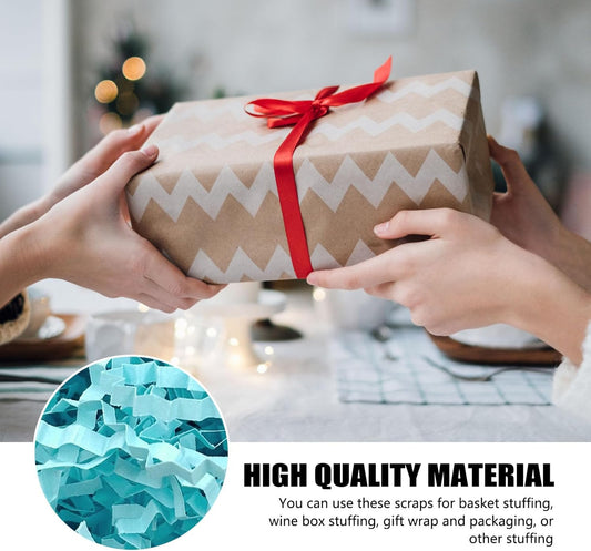 ZEBMOON 1 LB Aqua Cyan Crinkle Cut Paper Shred Filler Great for Gift Wrapping, Basket Filling, Birthday, Wedding, Halloween, Thanksgiving, Christmas Day, New Year Party Decorations Filling Supplies