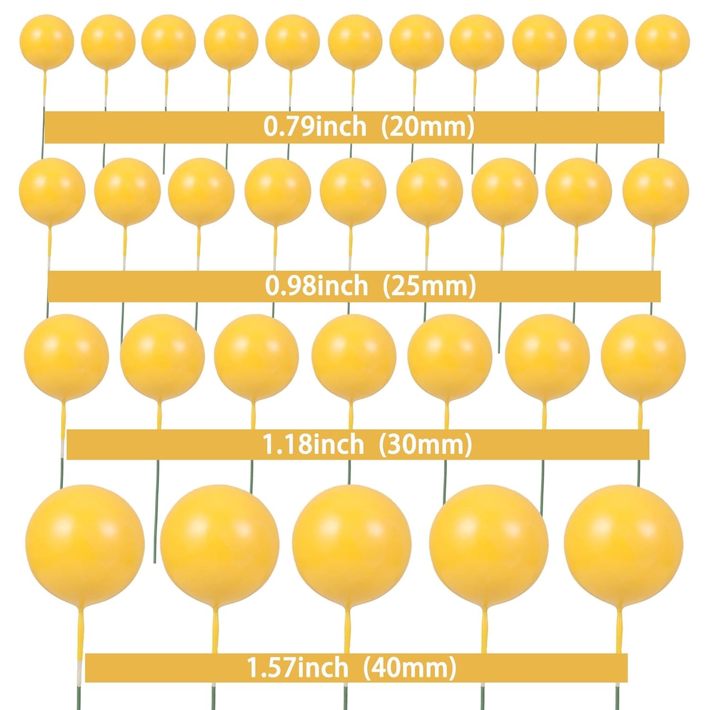 Gyufise 30Pcs Balls Cake Topper Foam Ball Cake Picks Mini Balloon Cupcake Insert Bubble Balls DIY Decoration for Baby Shower Wedding Anniversary Kids Birthday Party Cake Decorations Yellow
