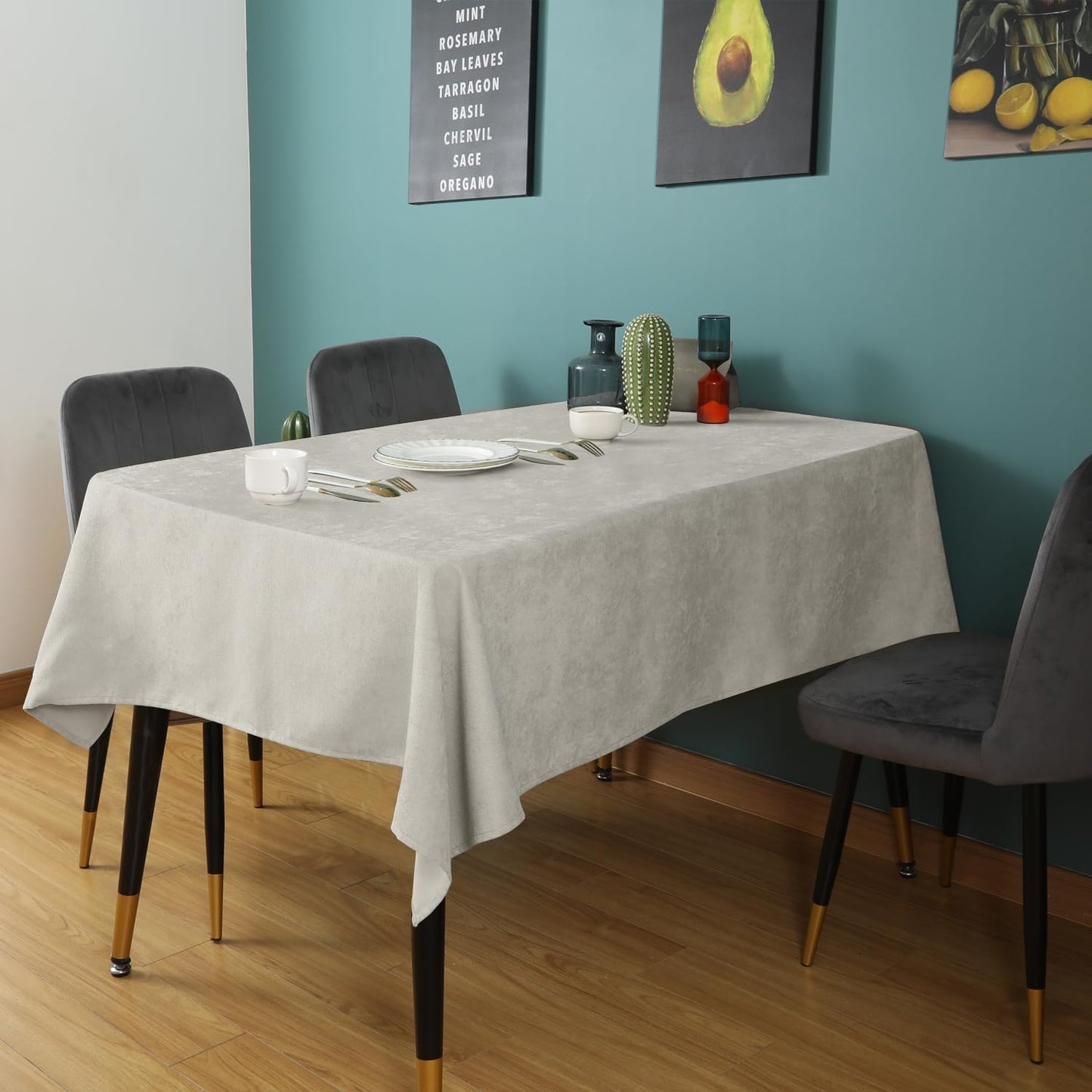SEASHORE TREE Rectangle Tablecloth Soft-Brushed Fabric Table Cloths 55 x 71 Inch Waterproof Spill-Proof Wipeable Wrinkle Free Dining Table Cover for Buffet Party Wedding Outdoor and Indoor Use, Beige
