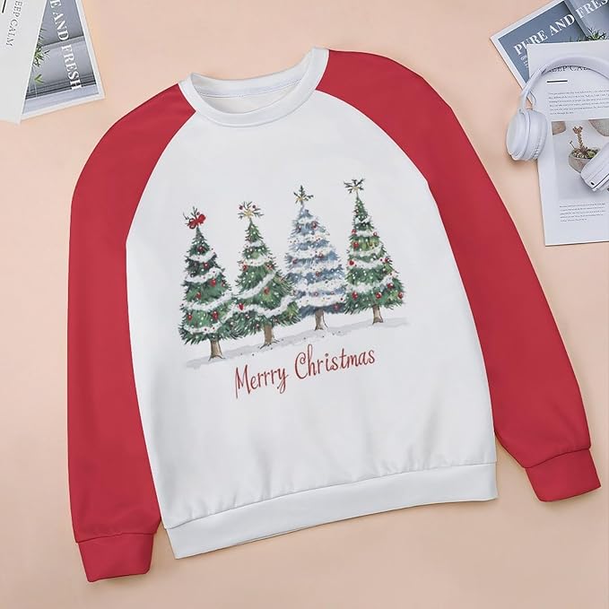 LOAIHA Christmas Sweatshirts for Women Christmas Tree Graphic Shirt Xmas Long Sleeve Merry Christmas Pullover Blouse