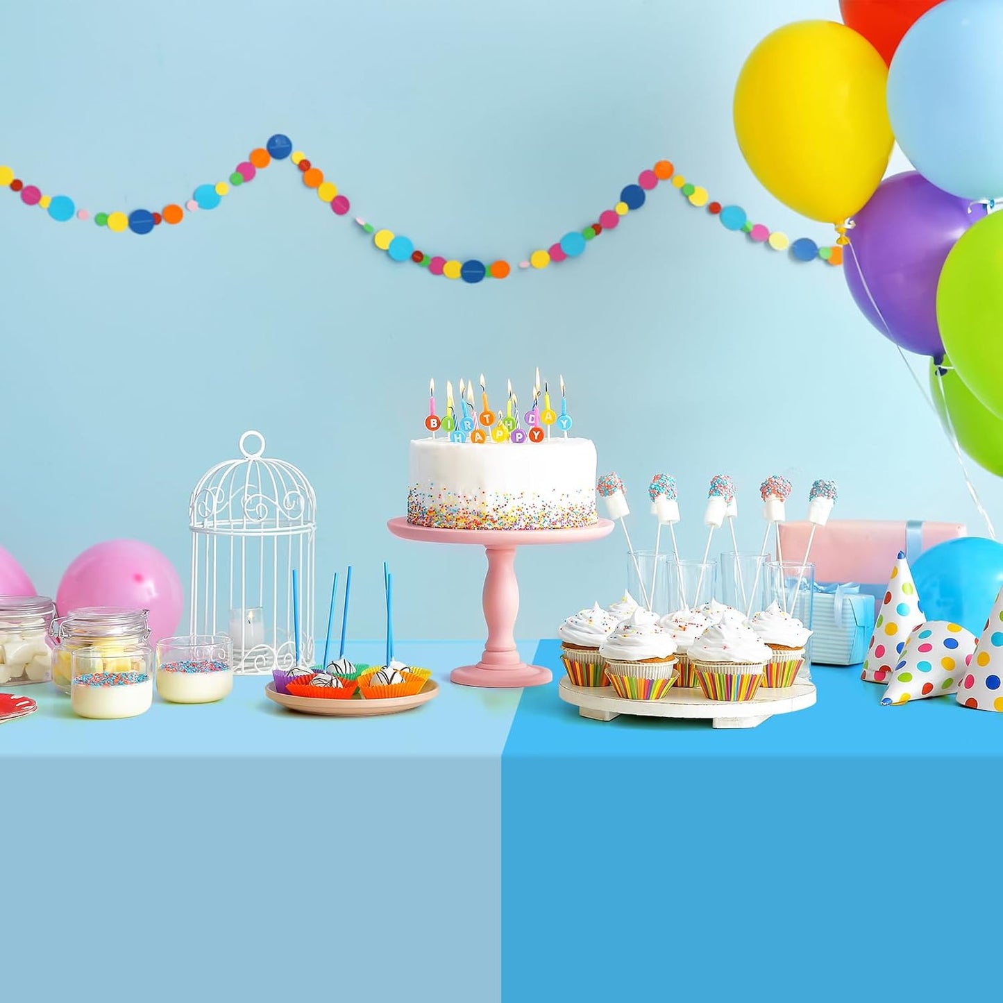 12 Pack Blue Plastic Tablecloth for Rectangle Tables, Ombre Blue Baby Shower Table Cover, Disposable Ocean Table Cloth for Birthday Wedding Picnic Under The Sea Party Decorations, 54x108 Inch