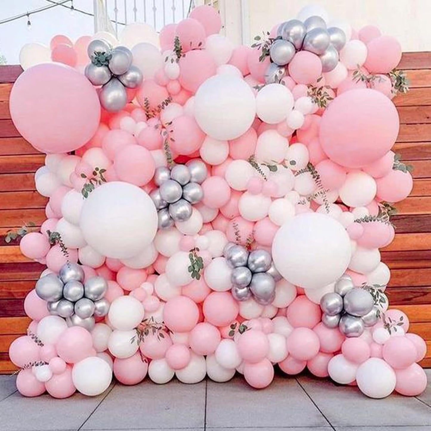 PartyWoo Pink and White Balloons, 140 pcs Pastel Pink and White Balloons Different Sizes Pack of 18 Inch 12 Inch 10 Inch 5 Inch for Balloon Garland or Arch as Birthday Decorations, Party Decorations