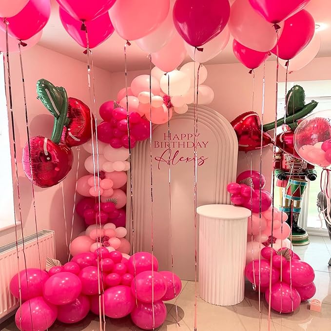 Pink Balloons Arch Kit,130pcs Hot Pink Balloon Garland,Different Sizes Light Latex Pink Balloons for Wedding,Bridal Shower,Birthday,Valentine's Day Party Decorations