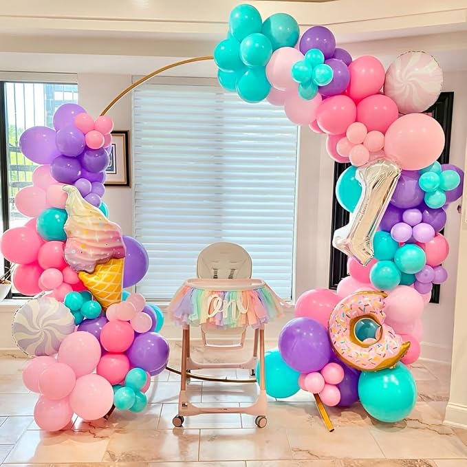 Pink and Purple Party Balloons, 50 Pcs 12 Inches Purple and Pink Teal Blue Latex Balloons for Birthday Birthday, Under The Sea Party Decorations