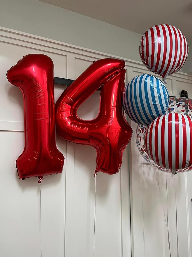 Red Number 1 Balloon 40 Inch, 1st Birthday Balloon for Baby Boy Girl Toddler First Birthday Decorations, Shiny Red Party Supplies