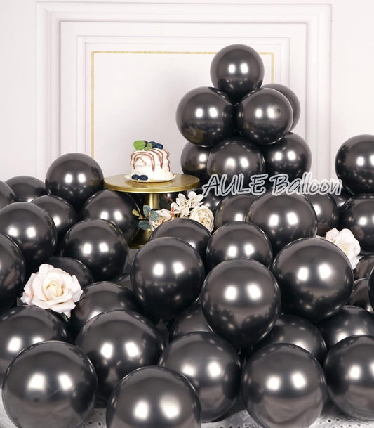 AULE Metallic Black Balloons 5 inch 50 Pcs Black Latex Balloons Chrome Helium Shiny Thicken Balloon Perfect Party Decoration for Wedding Birthday Baby Shower Graduation Christmas Carnival