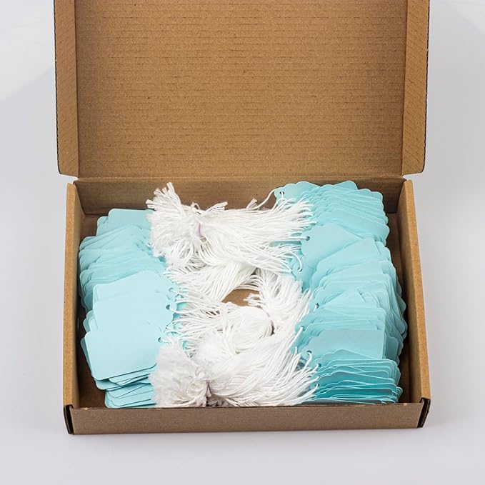 Price Tags with String Attached, 500 PCS Marking Tags for Crafts, Clothing and Gift Wrap (1.88"x1.18",Pale Blue)