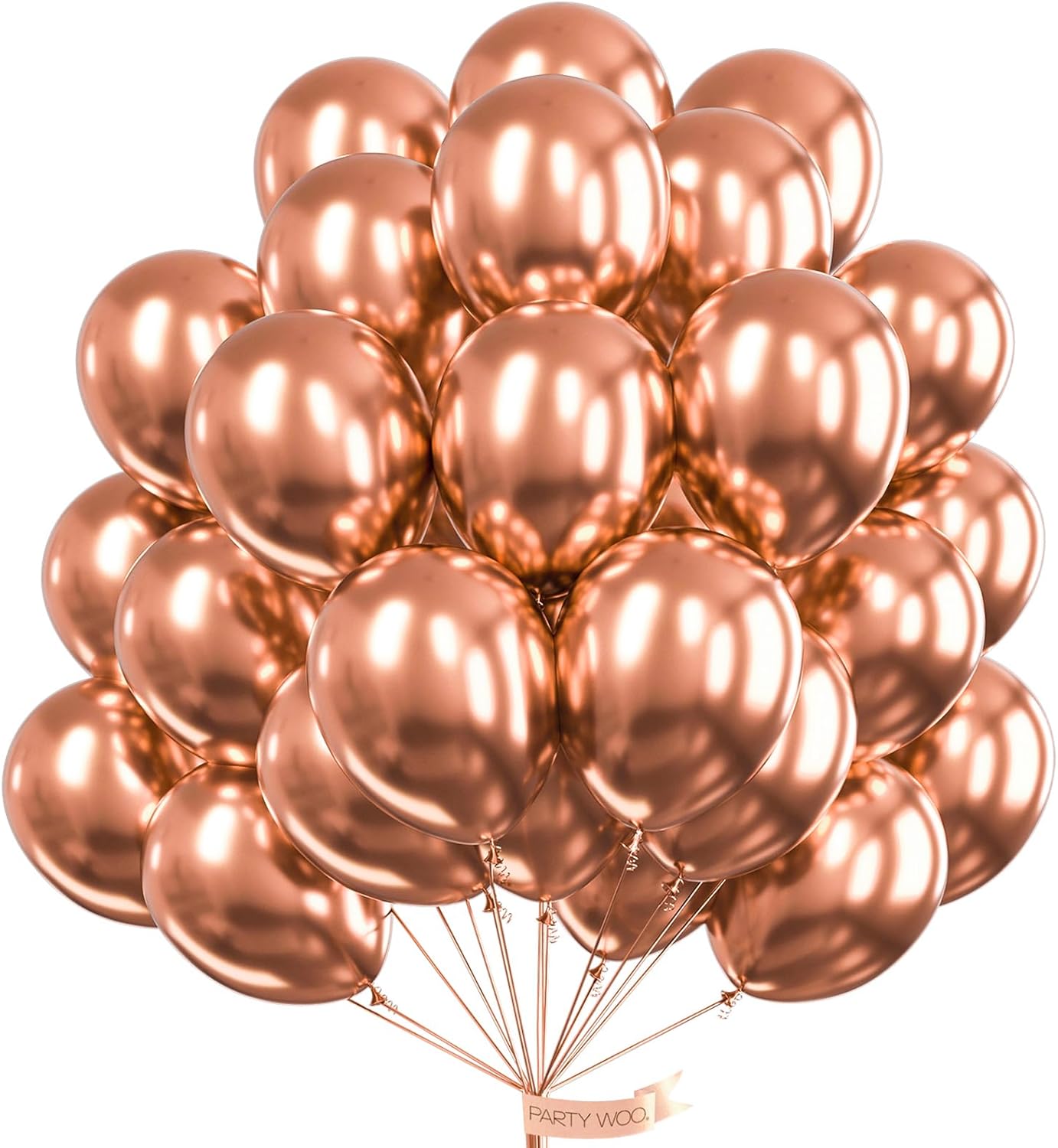 PartyWoo Metallic Rose Gold Balloons 100 pcs 12 Inch Latex Balloons for Wedding Engagement Baby Shower Bridal Shower Gender Reveal Bachelorette Birthday Party Decorations Rose Gold-G107