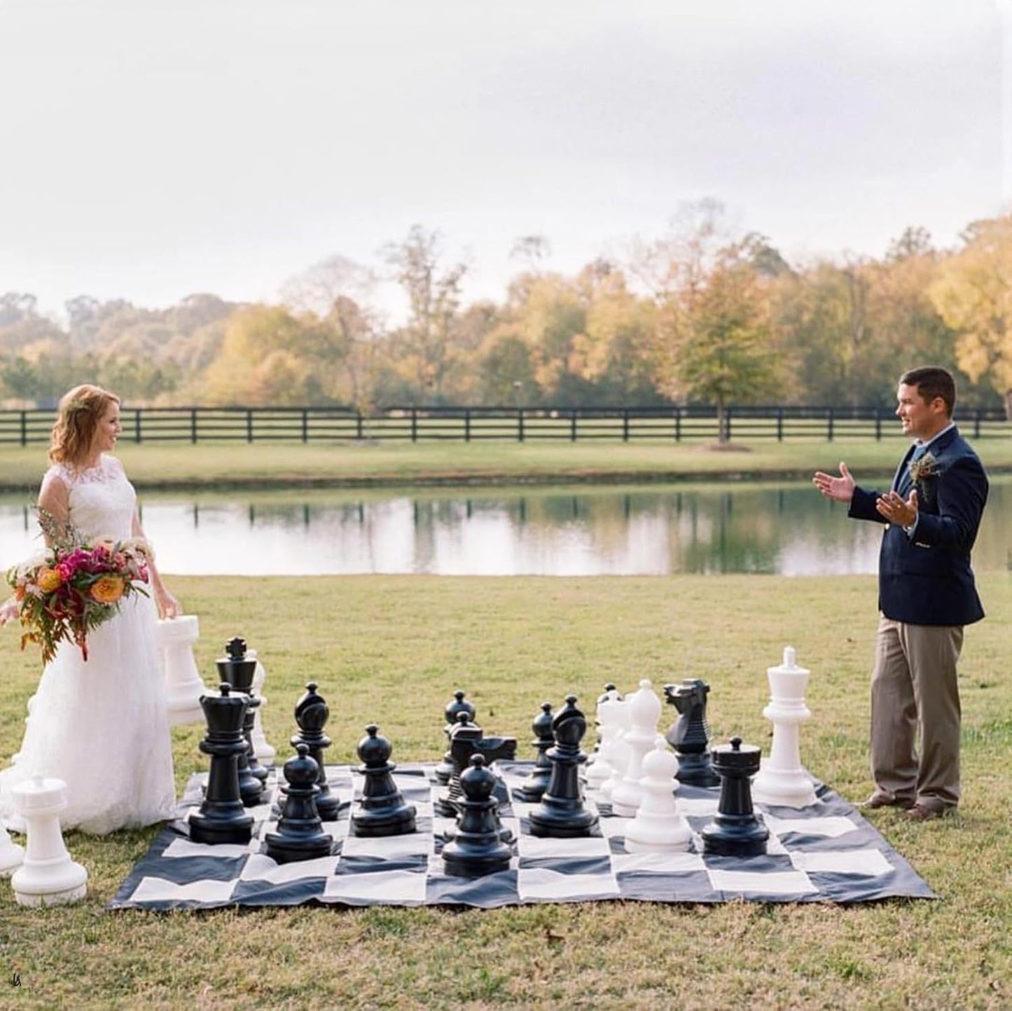 MegaChess Giant Oversized Premium Chess Set with 25 Inch Tall King with Quick Fold Nylon Mat