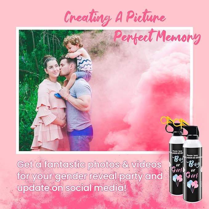 Colorful Corn Powder 2Pack Gender Reveal Fire Extinguisher Blue or Pink Smoke for Boy or Girl Reveal Party Gender Reveal Extinguishers Colored Powder for Baby Gender Reveal Party Decorations Ideas
