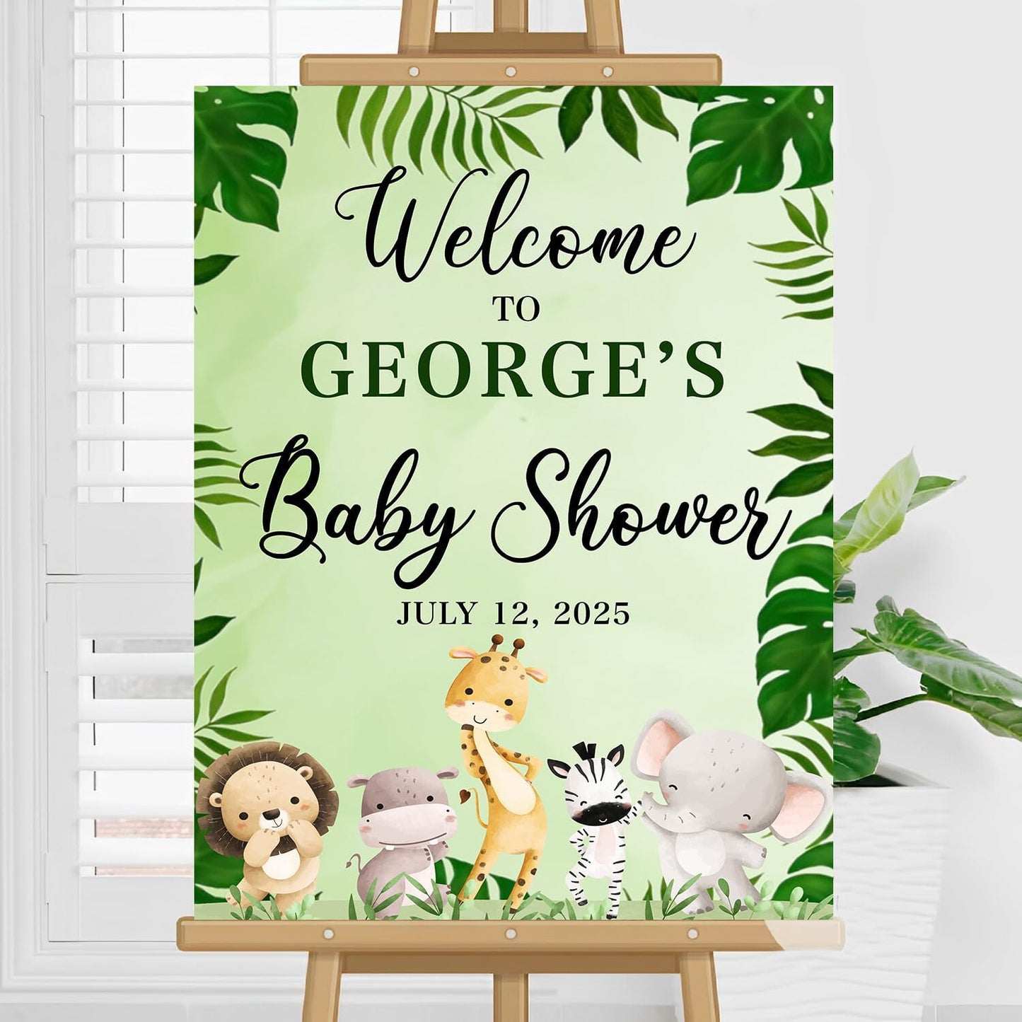 Personalized Baby Shower Sign, Safari Welcome Sign, Safari Jungle 1st Birthday Welcome Sign, Yard Sign for baby, Greenery Baby Shower Decorations, Wildflower Birthday Sign, Birthday Yard Sign For Boy Girl