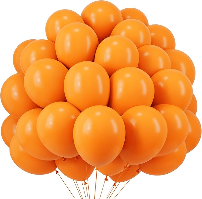 RUBFAC 120pcs Balloons for Birthday Baby Shower Graduation Anniversary Wedding Party Supplies Garland Arch Decoration,12 Inches,Orange