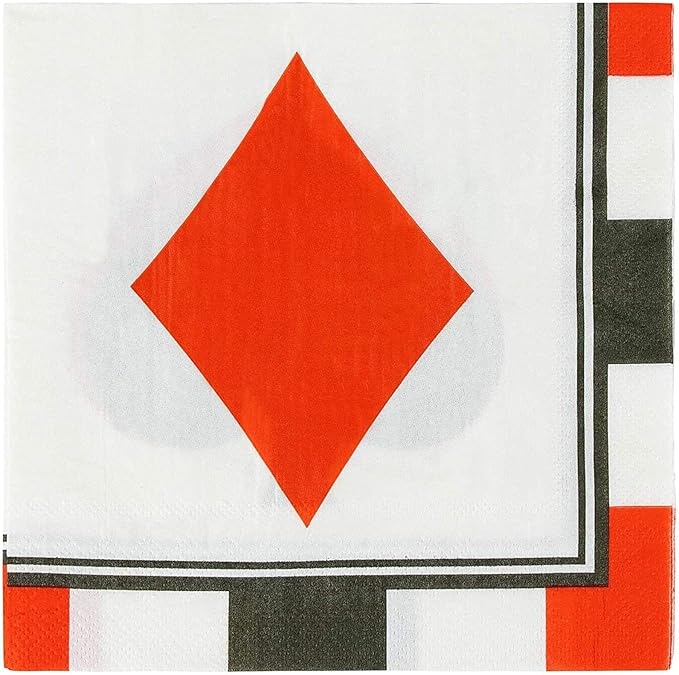 BLUE PANDA Casino Napkins Poker Design - 6.5 x 6.5 in Folded, 2-Ply, 150 Count - Cocktail Napkins & Tissue Paper for Poker Party & Vegas Theme Events