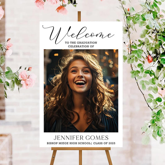 Minimalist Graduation Welcome Sign, Graduation Welcome Sign With Photo 2025, Graduation Party Welcome, Grad Sign, Grad Party Sign, class of 2025 decorations, Graduate Decorations