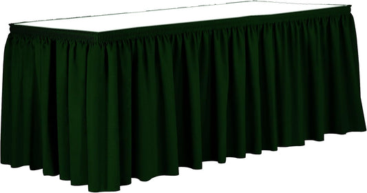 Ultimate Textile Pleat Polyester Fabric Table Skirt - Machine Washable, Flame Resistant, Cut & Sewn in NJ, Desk Skirt - Hunter, 21' Shirred Pleat x 42" h