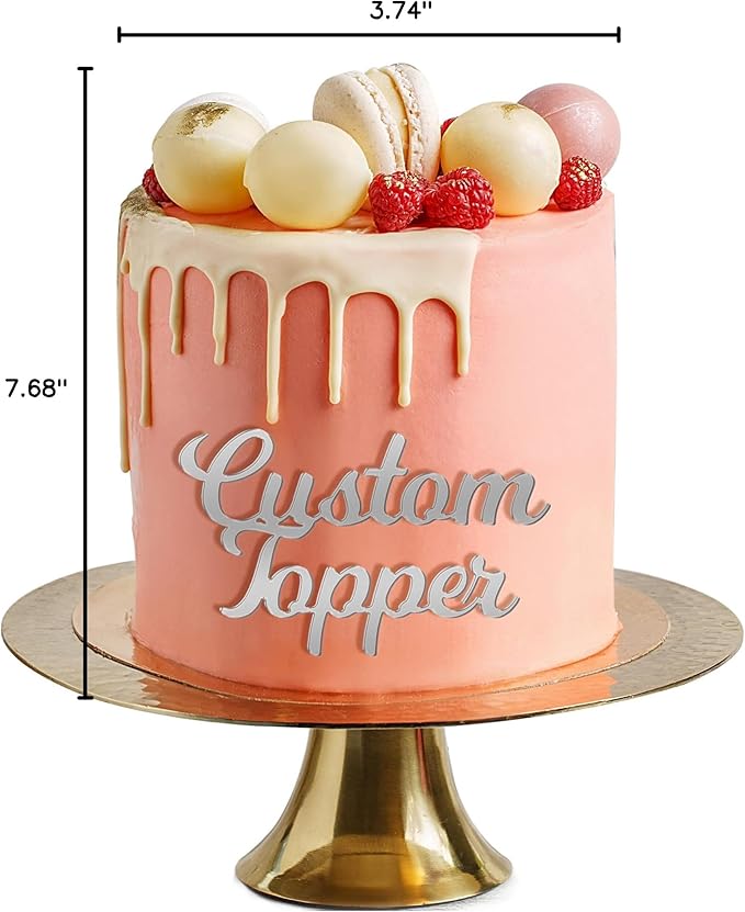 Personalized Cake Topper for Birthday Wedding with Any Text Numbers Mirror Acrylic Cake Toppers Cake Decoration for Birthday Anniversary Baby Shower Graduation (Silver)