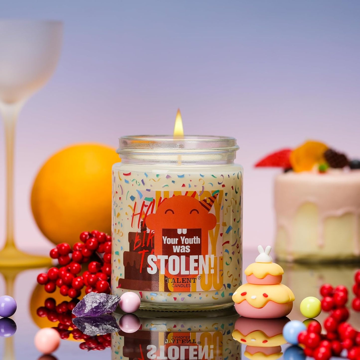 Happy Birthday Candle, Birthday Gifts for Women Girls Best Friend, Birthday Candles Gifts Ideas, Champagne Cassis & Honey Jasmine Scented Candles