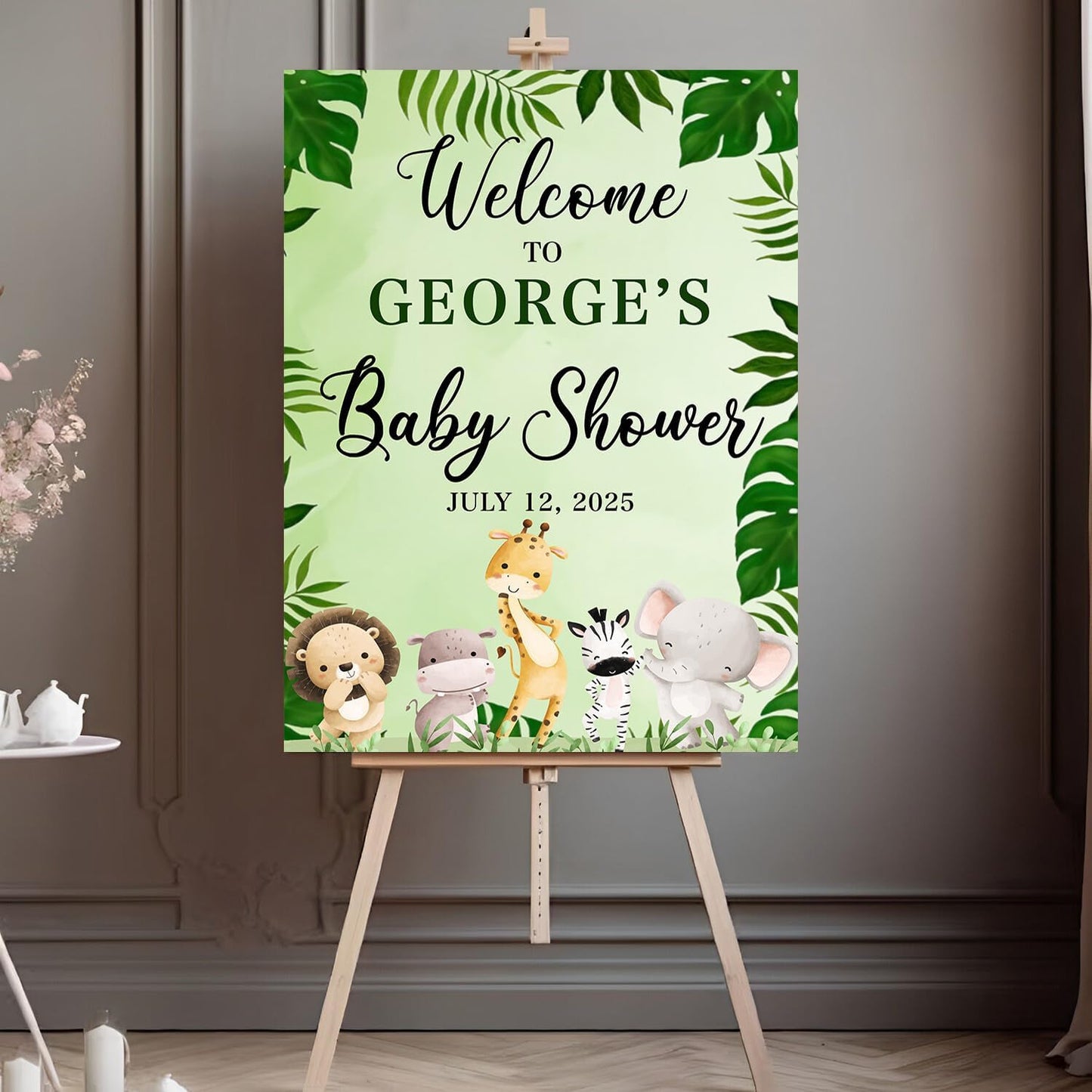 Personalized Baby Shower Sign, Safari Welcome Sign, Safari Jungle 1st Birthday Welcome Sign, Yard Sign for baby, Greenery Baby Shower Decorations, Wildflower Birthday Sign, Birthday Yard Sign For Boy Girl