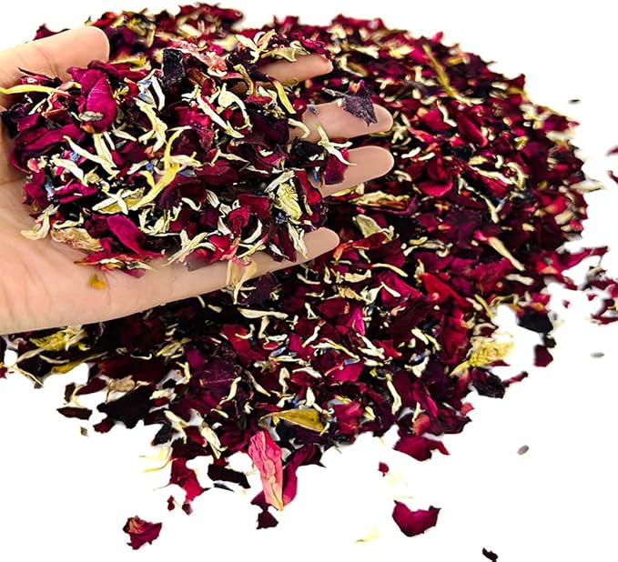 TooGet Wedding Confetti Dried Flower Petals, 100% Natural Confetti Dried Petal Biodegradable for Wedding and Party Decoration*115g Red Roses