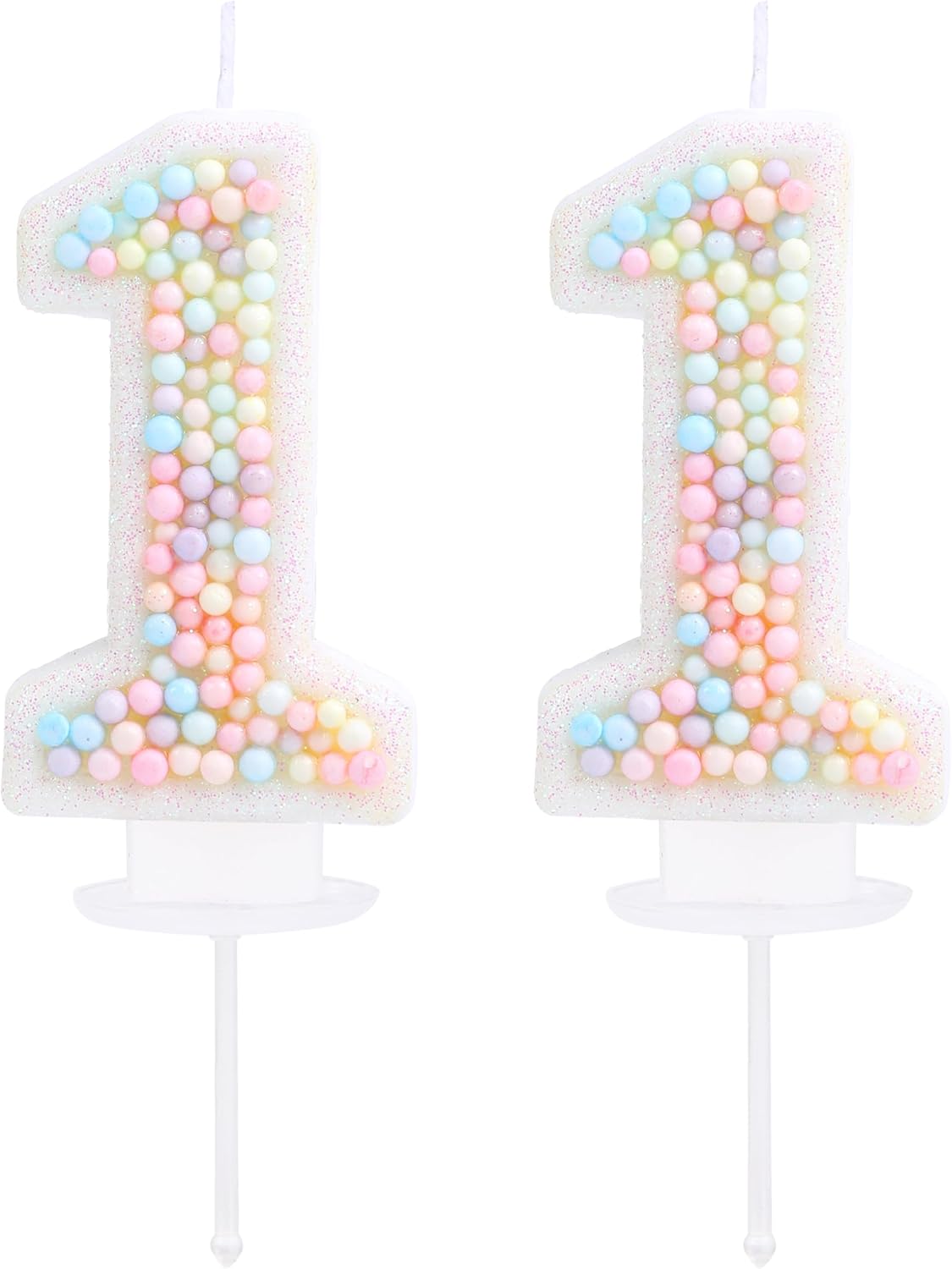 11th Birthday Candle Macaron Glitter 3D Pastel Number 11 Candles for Birthday Cakes Girl Women Sweet Theme Birthday Wedding Anniversary Party Cake Decoration