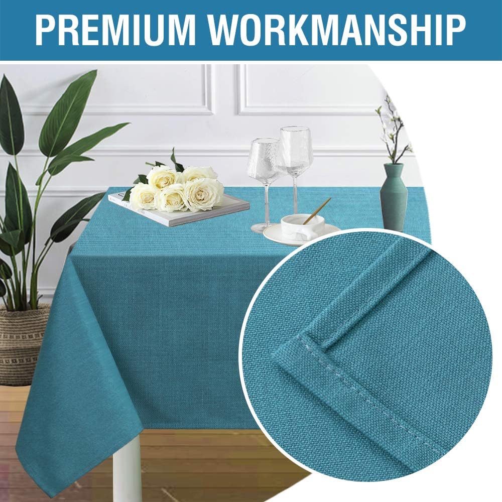 H.VERSAILTEX Linen Textured Table Cloths 54 x 108 Inch Premium Solid Tablecloth Spill-Proof Waterproof Table Cover for Dining Buffet Feature Extra Soft and Thick Fabric Wrinkle Free, Teal