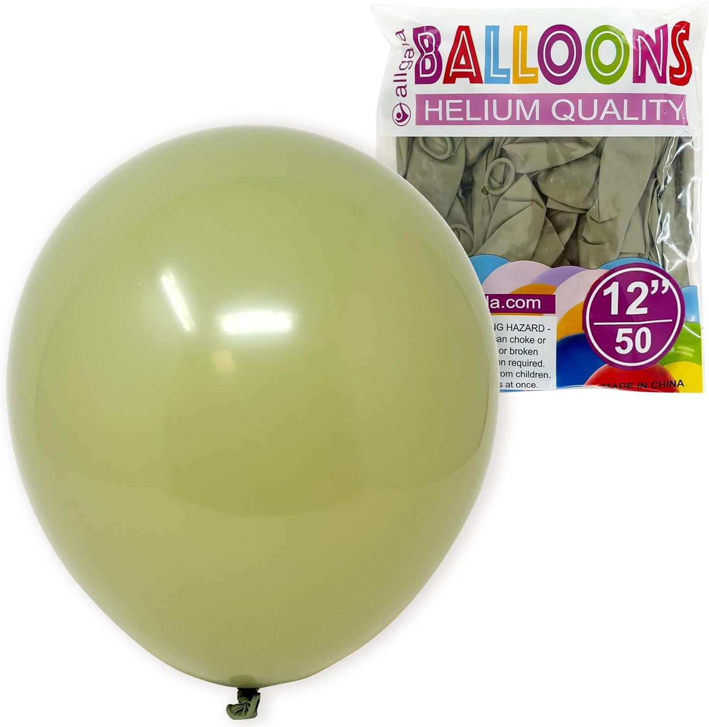 Allgala Helium Grade Latex Balloons - Bulk Balloon Pack | Ideal for Birthday Party Decorations, Gender Reveal, Thanksgiving | Thick and Strong Colored Balloons for Events | 50 pcs 12" - Retro Green