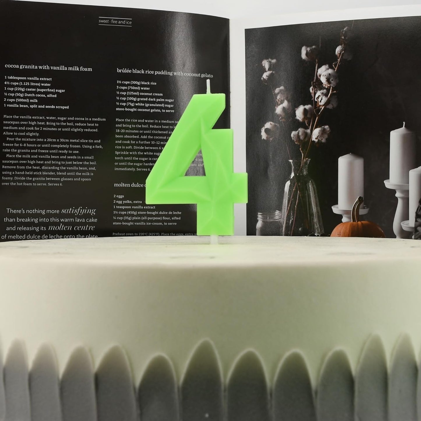 DERVENTA Large Birthday Candle Number 3D Luminous Green 3.7 inch Party Celebration Anniversary Decoration Cake Topper 1 Piece (Luminous Green Number 4)