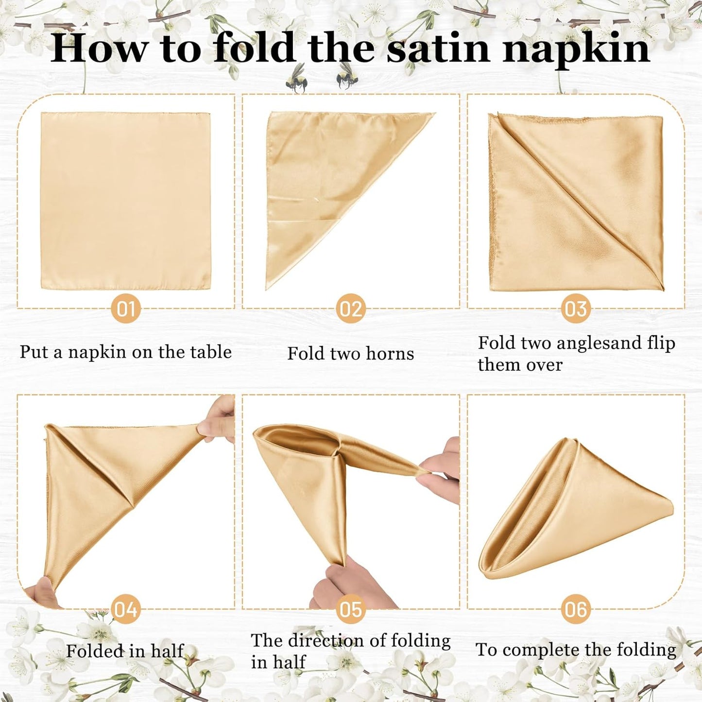 Bailarina 40 Pack Gold Satin Napkins,17x17 Inches Wedding Napkins Square Soft Silky Table Napkins Bulk Decorative Elegant Cloth Napkin for Party Decoration, Banquet,Wedding,Graduation