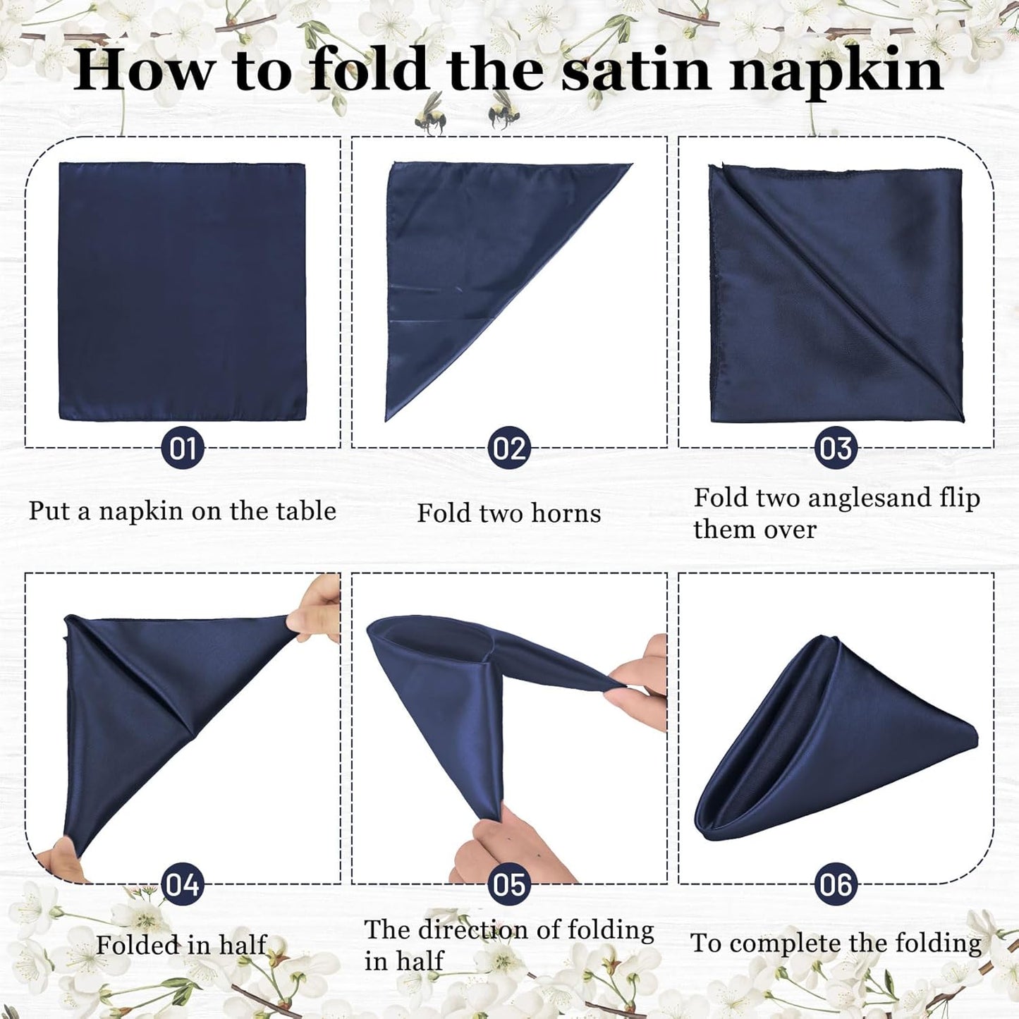 Bailarina 80 Pack Navy Blue Satin Napkins,17x17 Inches Wedding Napkins Square Soft Silky Table Napkins Bulk Decorative Elegant Cloth Napkin for Party Decoration, Banquet,Wedding,Graduation