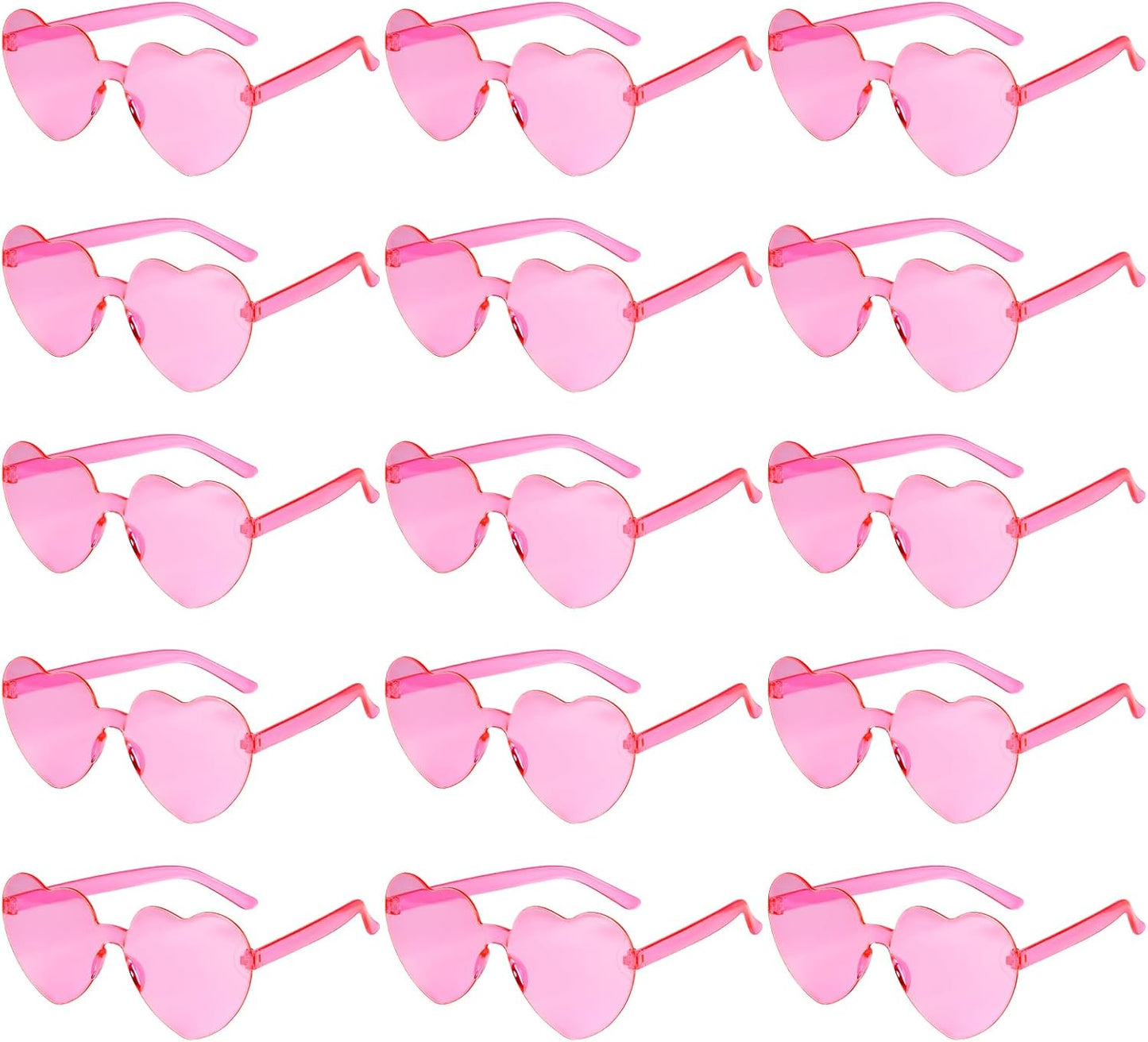 PLULON Heart Sunglasses for Women 5/12/25 Pcs, Heart Glasses Valentine Day Rimless Shaped Candy Color Fun Glasses Party Favor