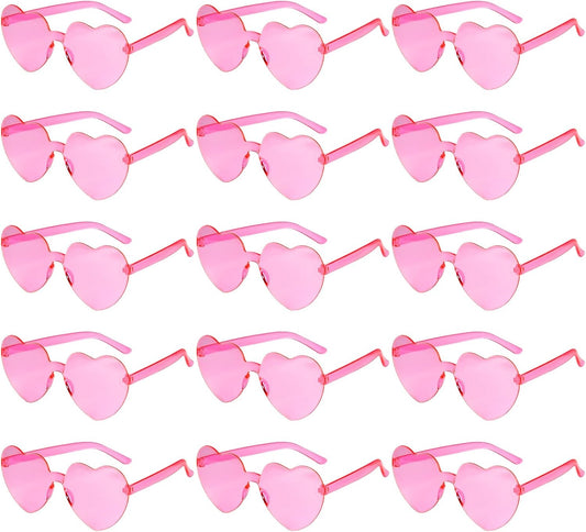 PLULON Heart Sunglasses for Women 5/12/25 Pcs, Heart Glasses Valentine Day Rimless Shaped Candy Color Fun Glasses Party Favor