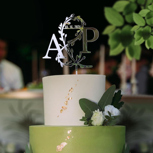 Initial Wedding Cake Toppers,Custom Cake Topper Wedding Bride and Groom,Personalized 16 Colors Anniversary Cake Decoration