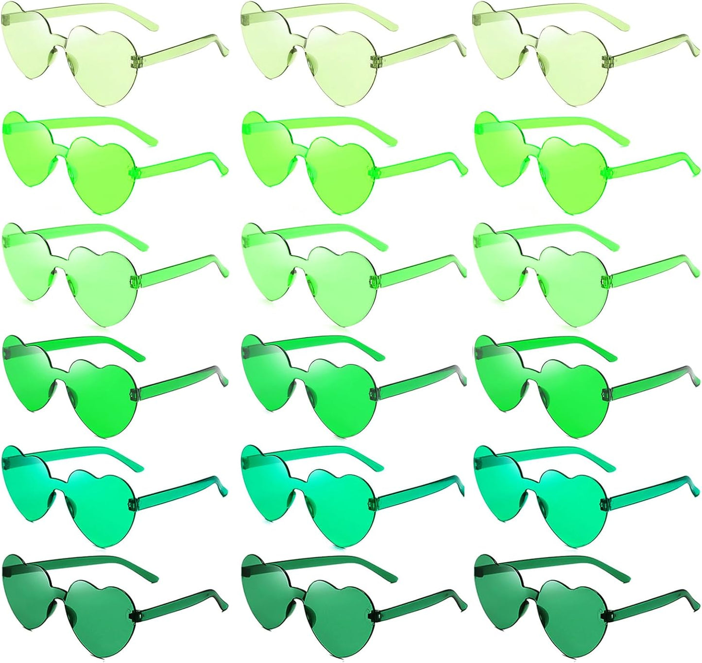 18 Heart Shape Rimless Sunglasses Transparent Candy Color Party Glasses Colored Eyewear for Women