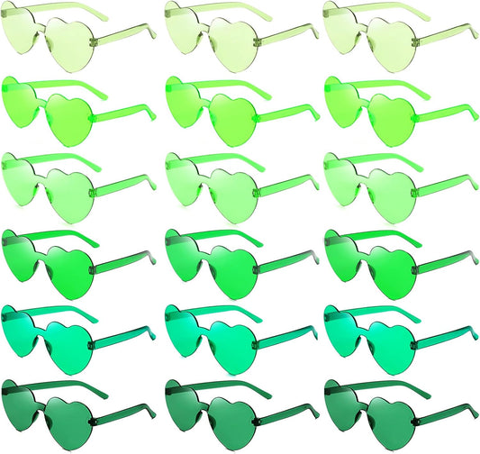 18 Heart Shape Rimless Sunglasses Transparent Candy Color Party Glasses Colored Eyewear for Women