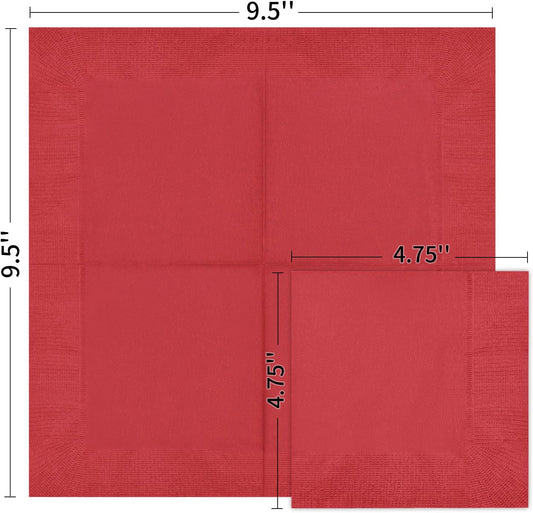 Cocktail Napkins - 600 Count 2-Ply Red Napkins Disposable, 4.75 x 4.75 Inch Folded Paper Napkins Bulk Beverage Napkins for Dinner Wedding Bar Party and Everyday Use