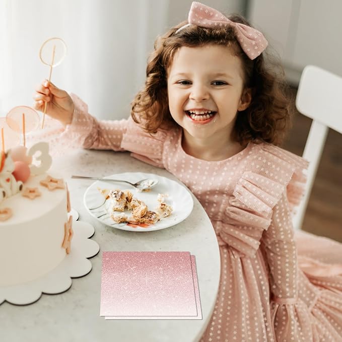 40PCS Rose Gold Party Napkins Ombre Rose Gold Napkins Disposable Paper Cocktail Napkins for Girls Women Baby Shower Anniversary Wedding Party Supplies