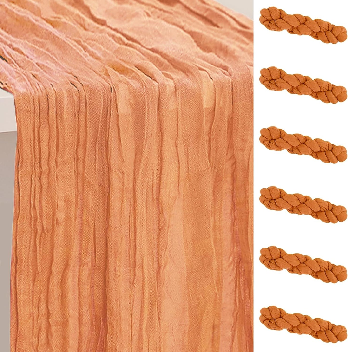 6 Pack Coral Cheesecloth Table Runner 35x120 Inch 10Ft Rustic Gauze Cheese Cloth Table Runner Sheer Cheesecloth Table Runners for Wedding Party Bridal Shower Decoration