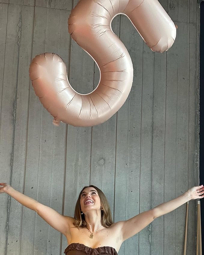 Light Brown 4 Balloon, Tan Number Balloons 40 Inch, 4th Beige Party Decorations, Sandy Brown Four Large Numbers for Party Decor, Khaki Number 4 Balloon