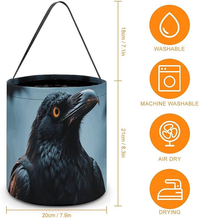 Halloween Candy Bucket - Frightening Halloween Crow Trick Or Treat Candy Bag, Gift Bag for Party Favor Supplies