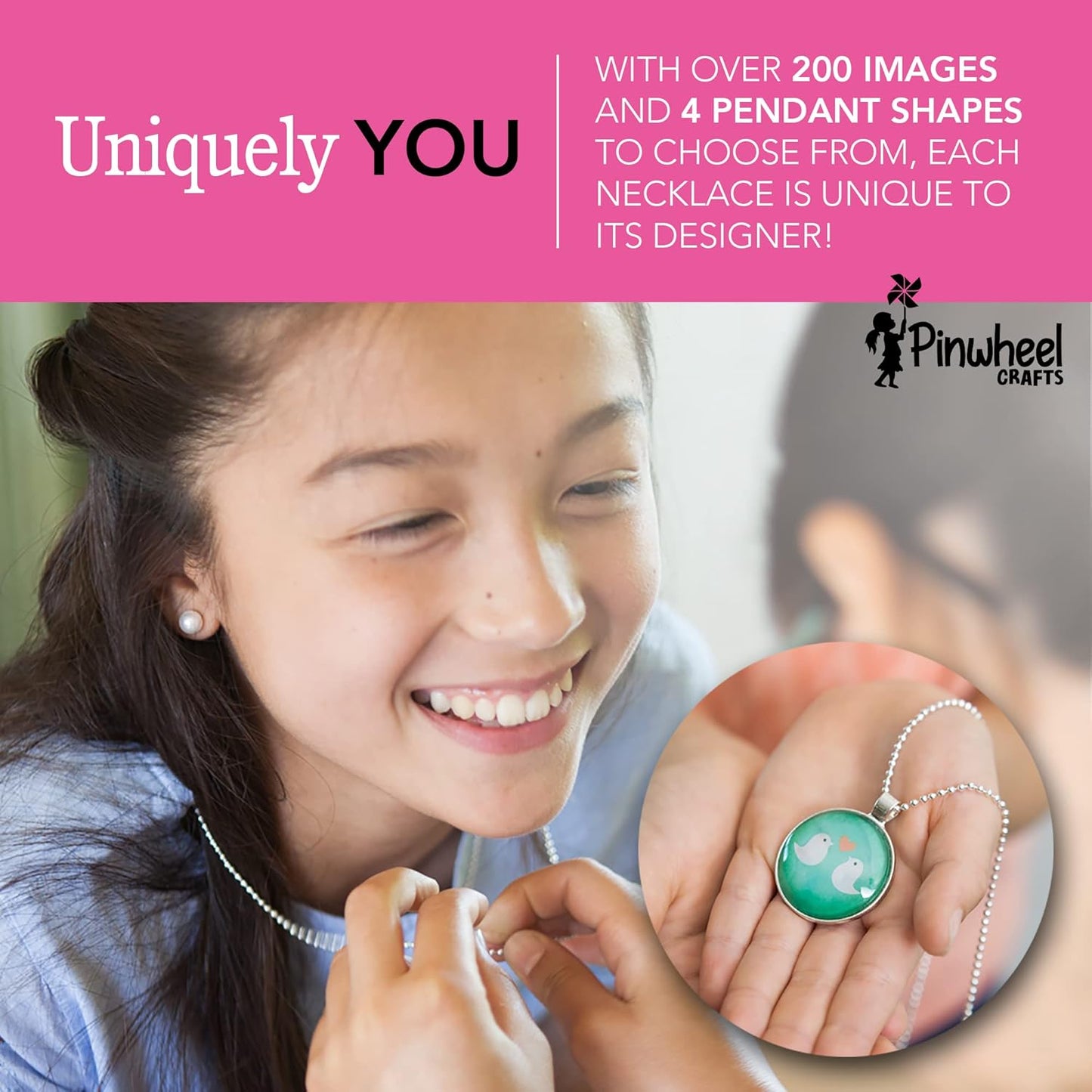 Pinwheel Crafts Pendant Jewelry Making Kit for Girls 8-12+ Years, Necklace and Bracelet Making Kit for Kids – Single Craft to Create Multiple Necklace & Bracelet for Teens with 200 Designs