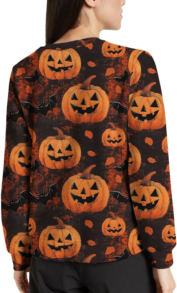 LIZALIG Pullover Cute Sweatshirt Orange Skeleton Fall Festive FunWomens Design Bat Holiday Party Outings Pumpkin Print